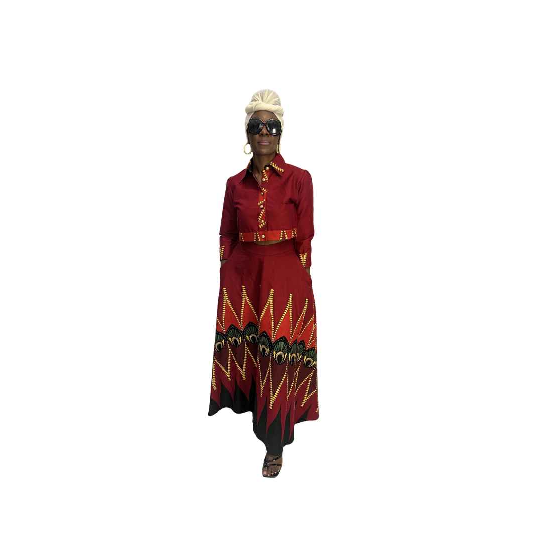Red Multi-Color Outfit Set