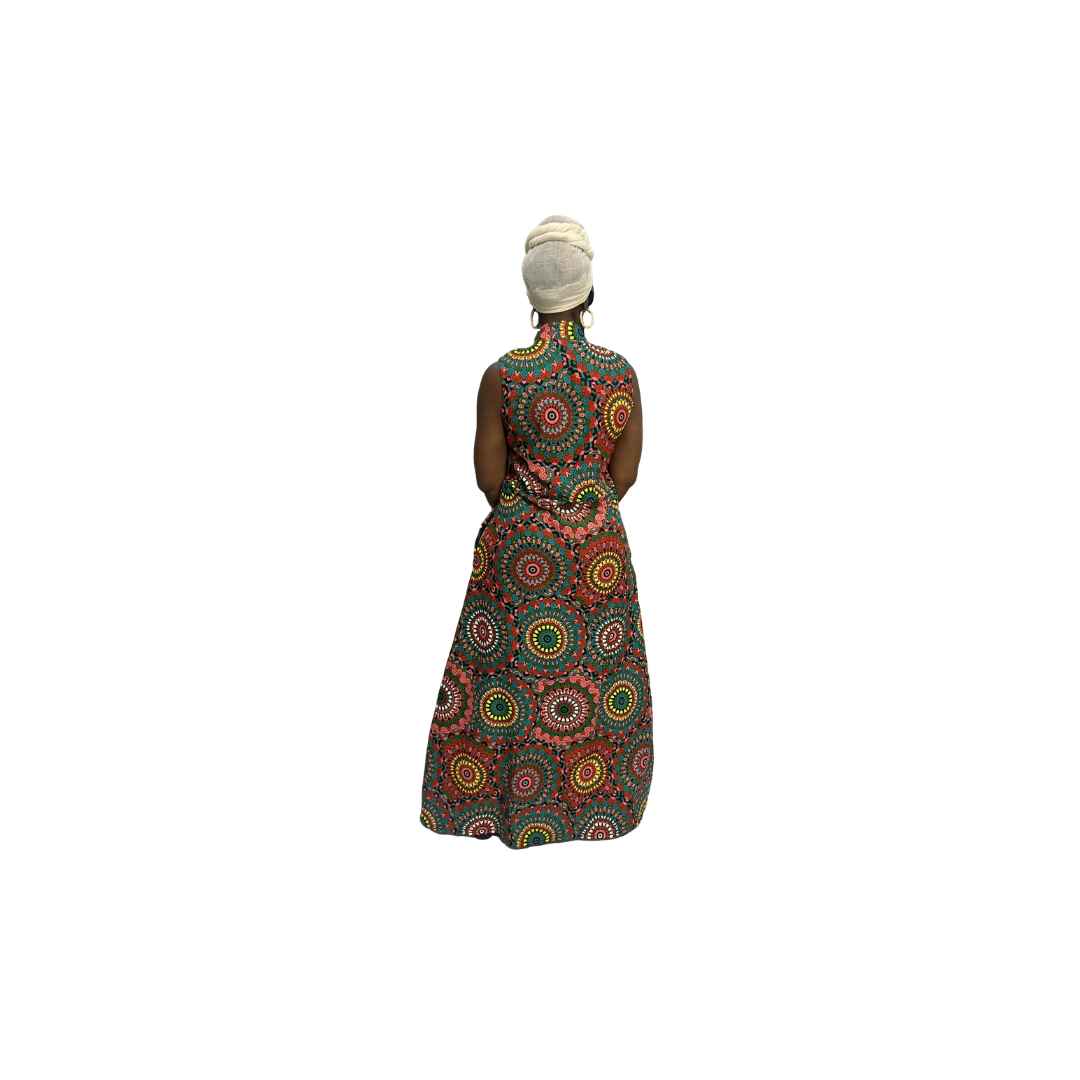 Multi-Colored Sleeveless Maxi Summer Dress