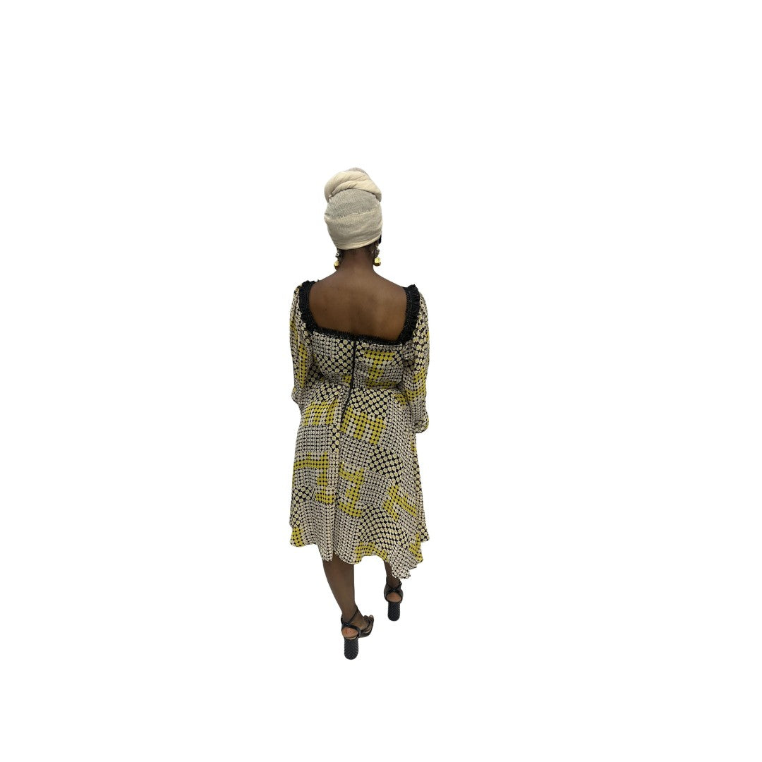 Yellow and Black Chiffon Dress