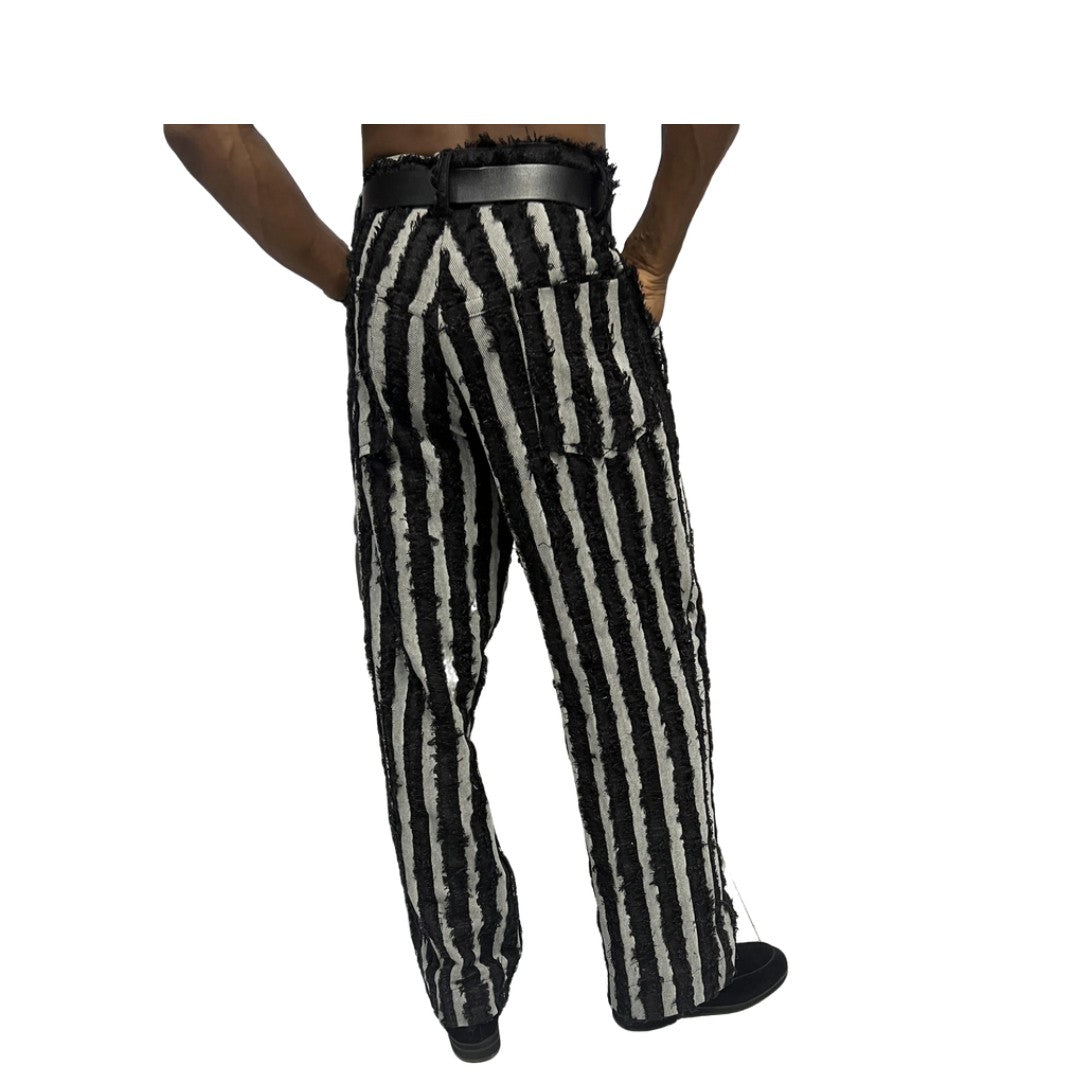 Black and White Flared Mens Pants
