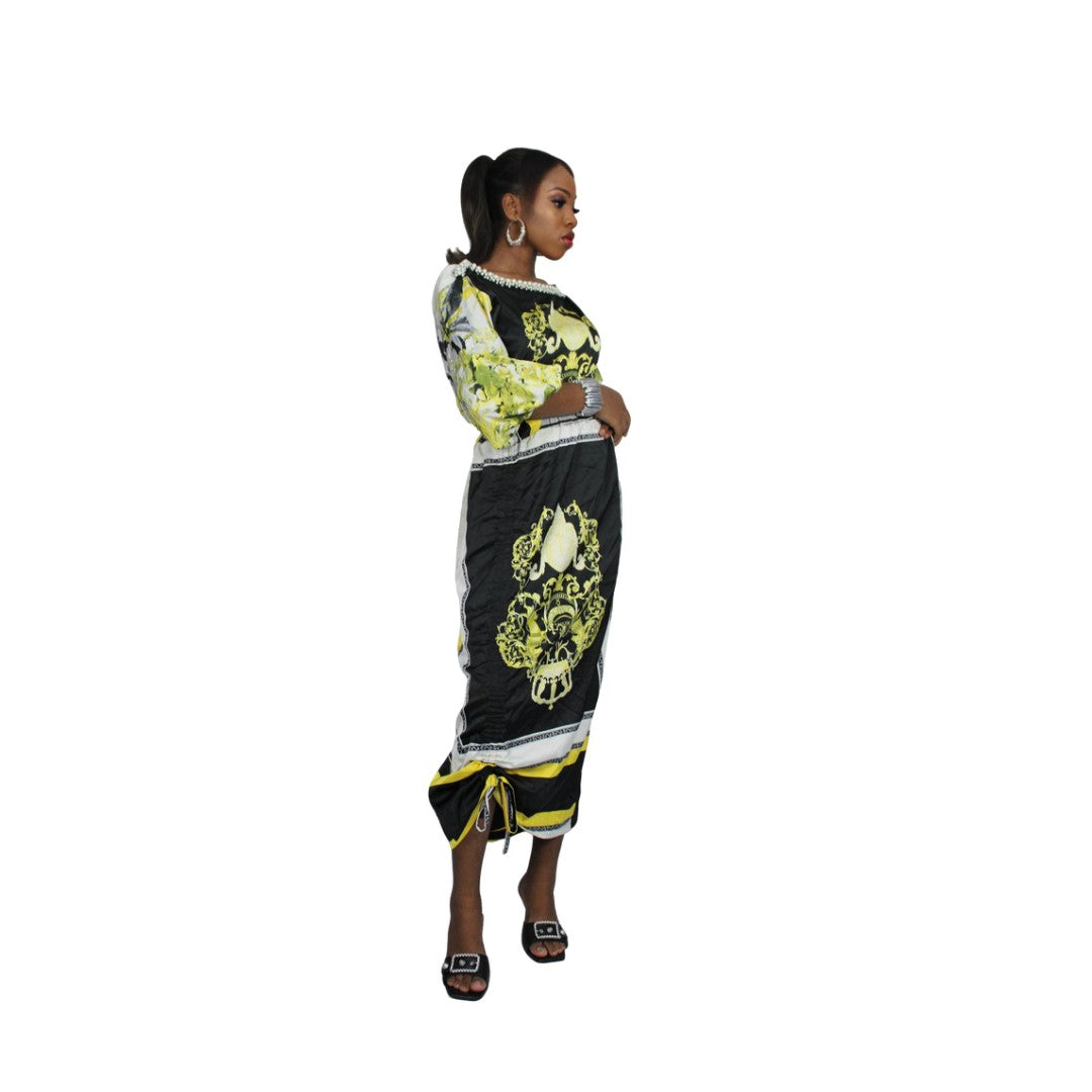 African Print Cold Shoulder Maxi Dress, Ankara Long Dress, African Clothing for Women