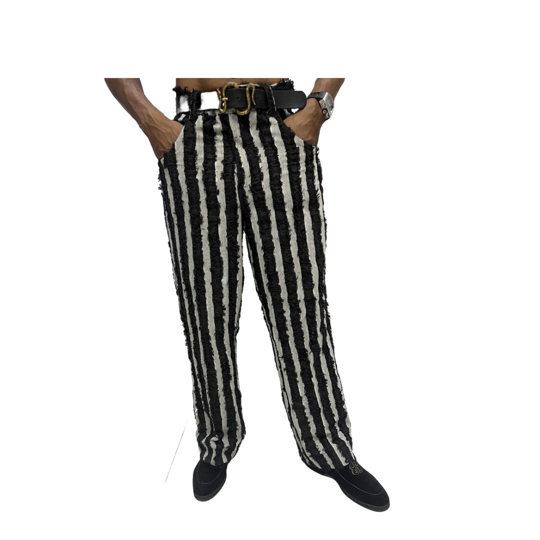 Black and White Flared Mens Pants