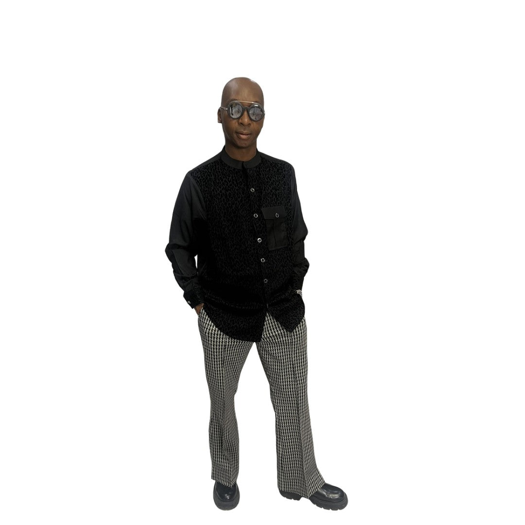 Black Animal Print Dress Shirt