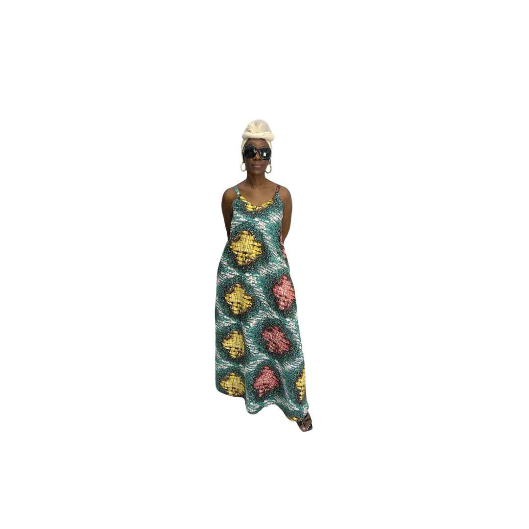 Multi-Colored Sleeveless Maxi Summer Dress
