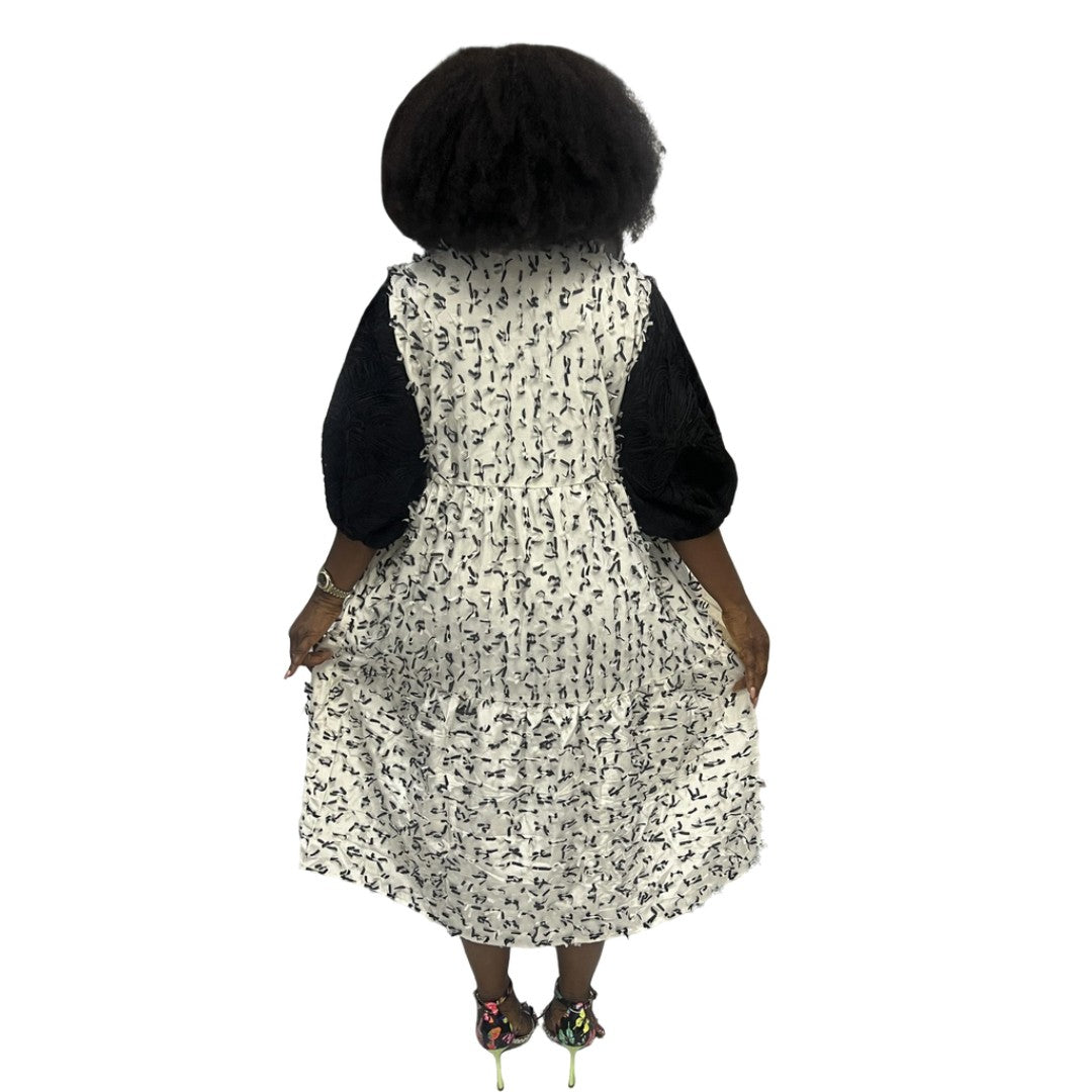 Black and White Floral Print Dress