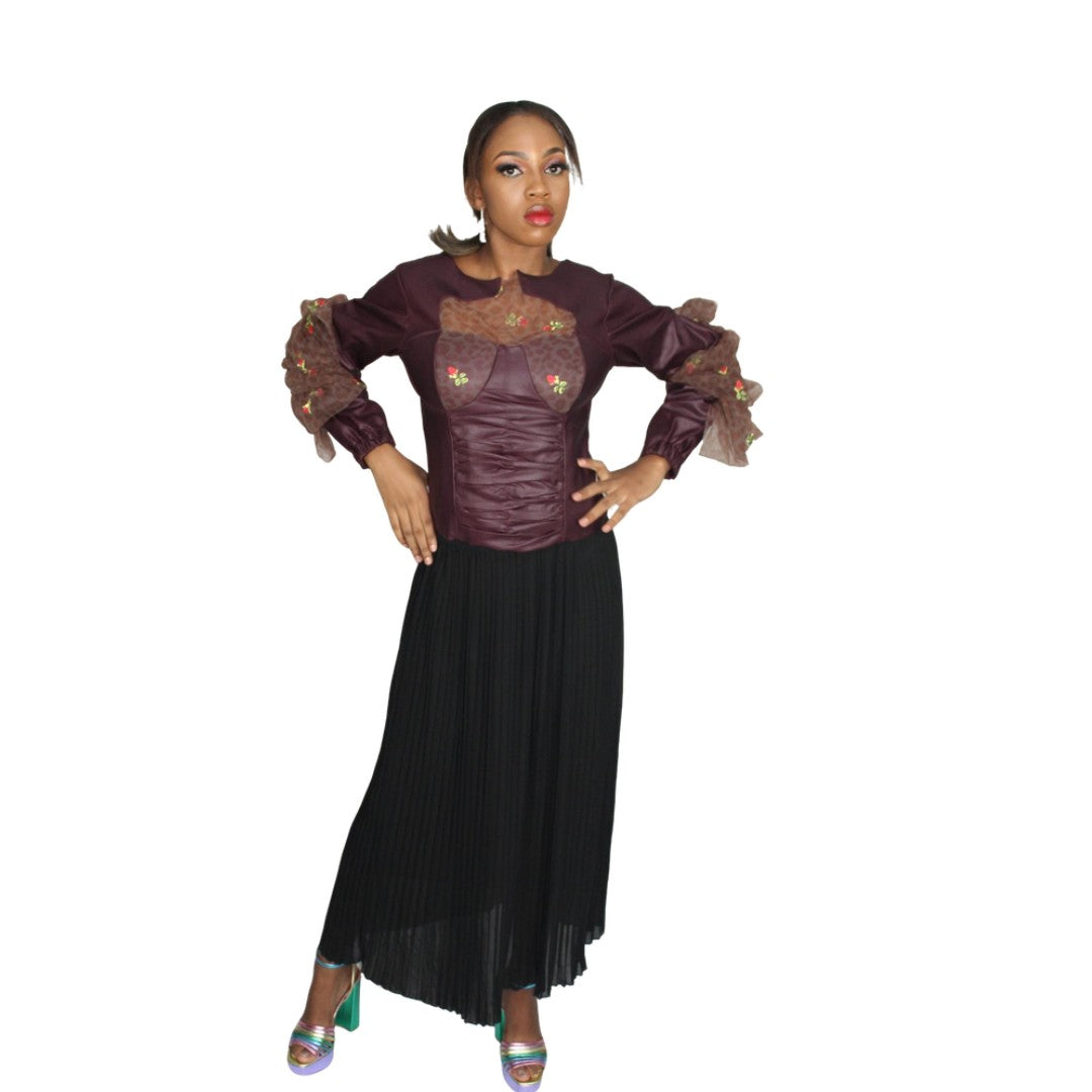 African Print Crop Top, Ankara Long Sleeve Top, African Print Wrap Top