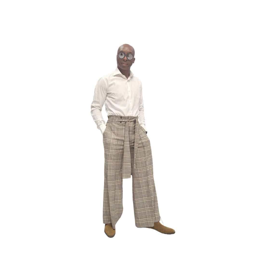 Brown and Black Check patterned pants