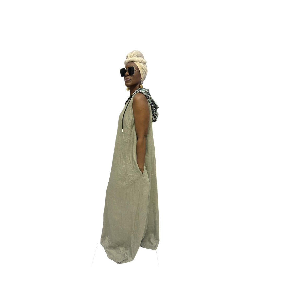 Gray Linen Maxi Dress