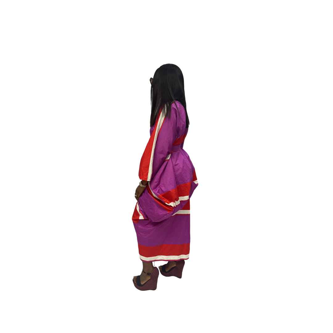 Purple and Red Flared Maxi Dress