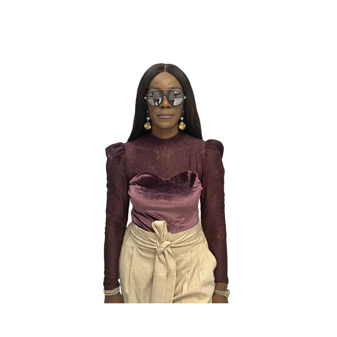 Purple Velvet Peplum Top