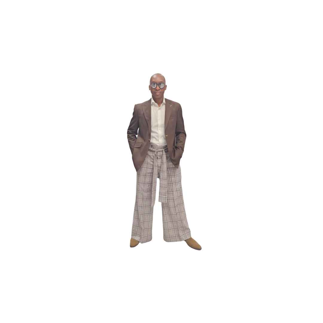 Brown Plaid Wide Leg Pants, Wide Leg Pants