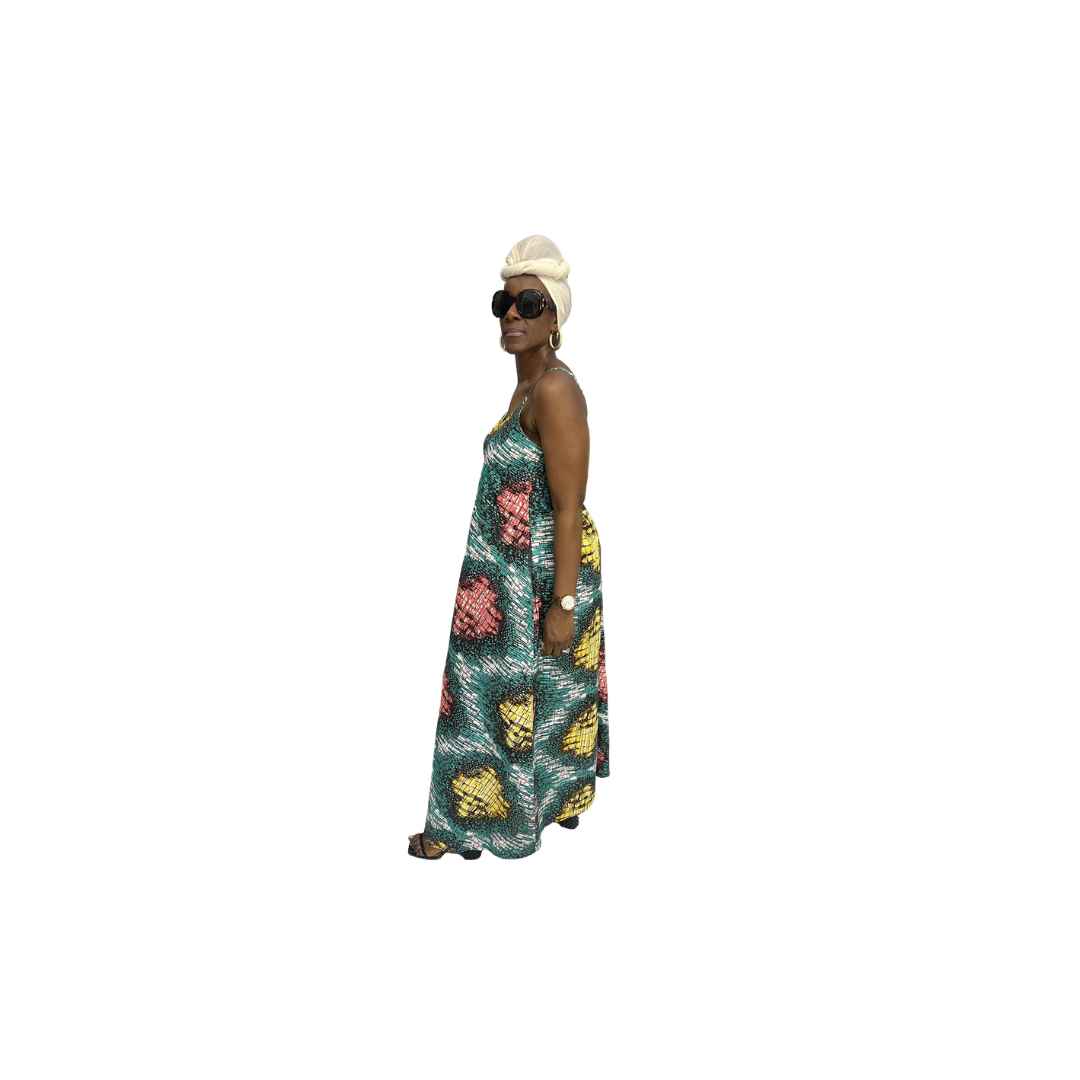 Multi-Colored Sleeveless Maxi Summer Dress