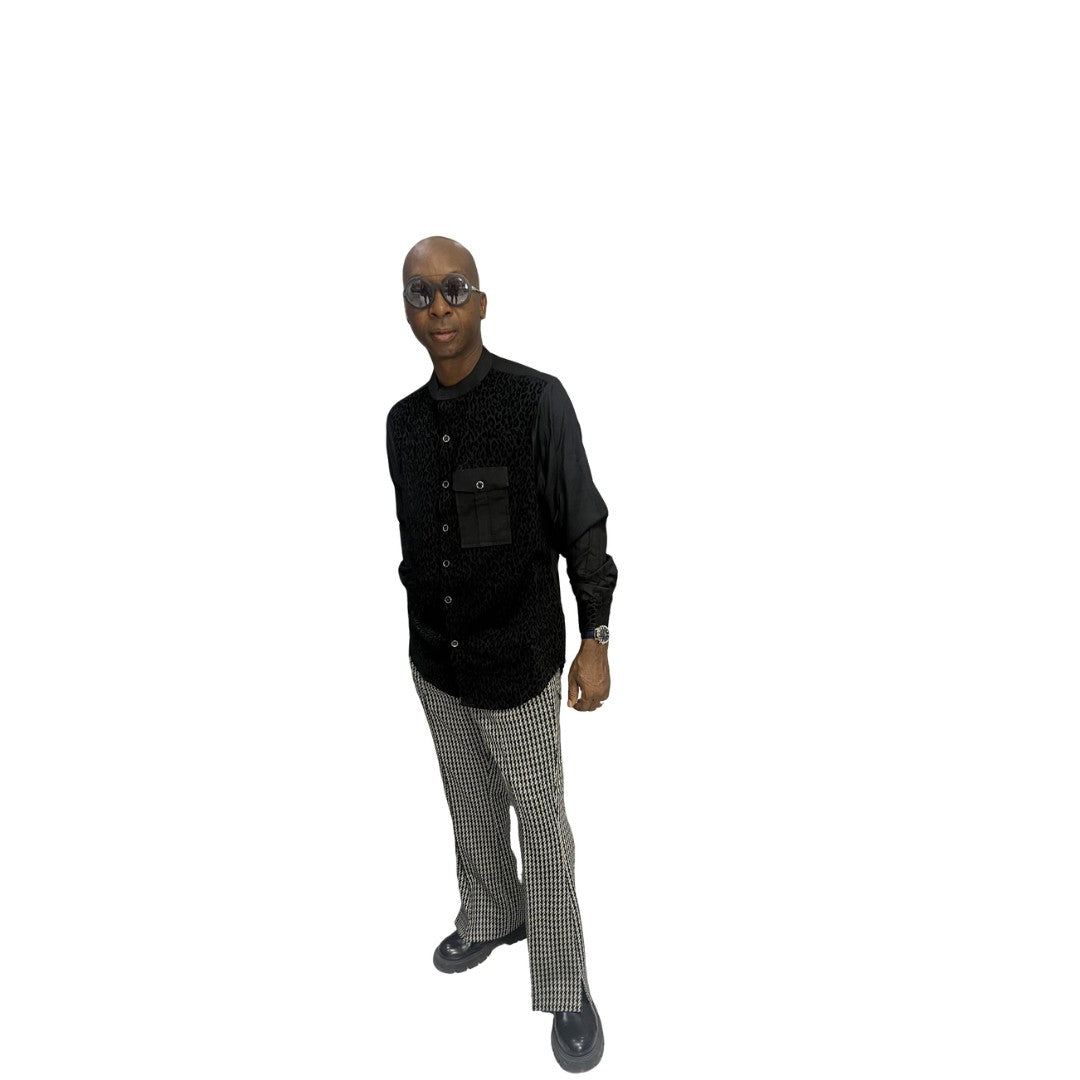 Black Animal Print Dress Shirt