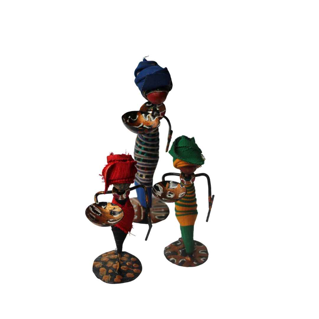 3pc Metal figurines, African Decor, Metal Figurines, Ladies in Asoke