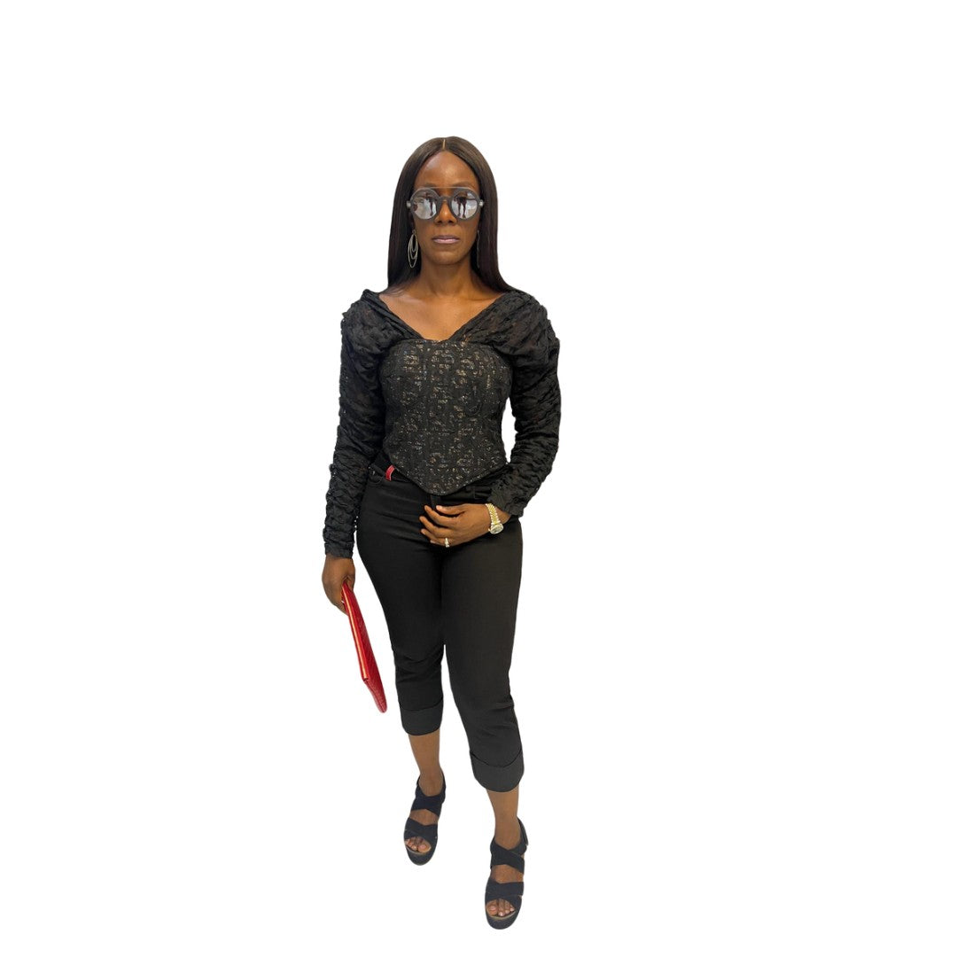 Black lace and Ankara Mix Corset