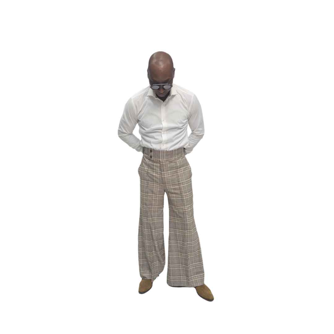 Brown and Black Check patterned pants