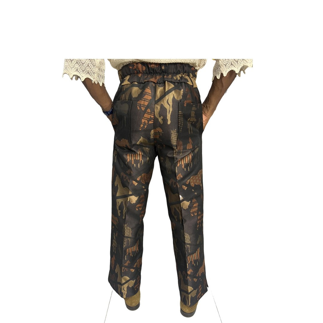 Bronze and Black Jacquard Pants