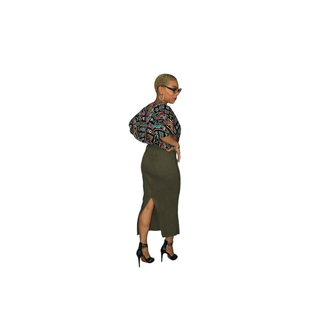 Ankara and Jersey Mix Pencil/Straight Midi Dress, Ankara Clothing, African Print Dress