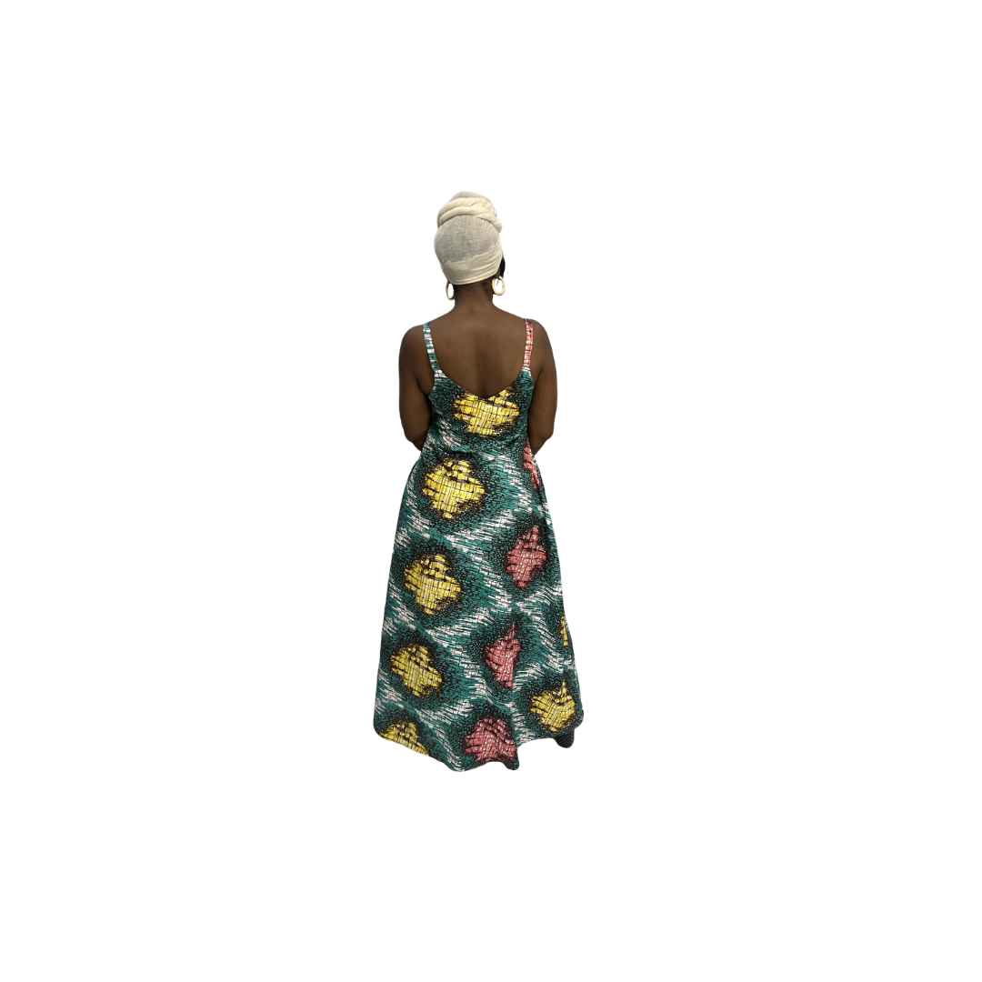 Multi-Colored Sleeveless Maxi Summer Dress