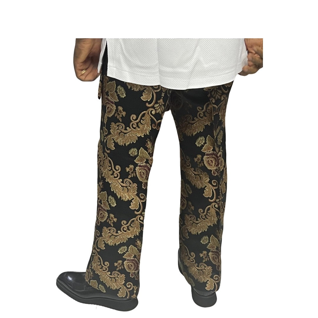 Gold and Black Satin Leg Pants, Wide Leg Pants