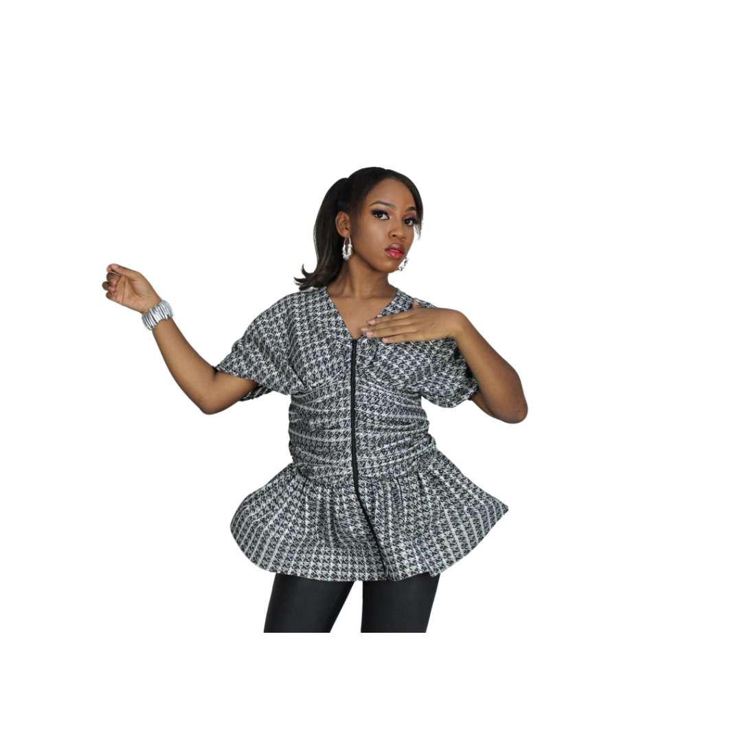 African Print Crop Top, Ankara Short Sleeves Top, African Print Wrap Top