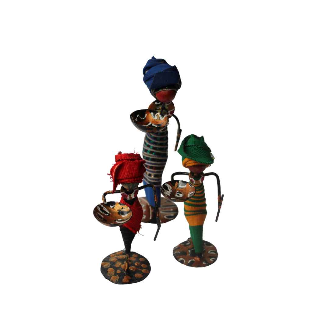 3pc Metal figurines, African Decor, Metal Figurines, Ladies in Asoke