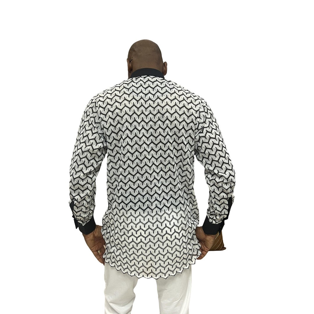 Men's Danshiki Cotton Long Sleeve Shirt