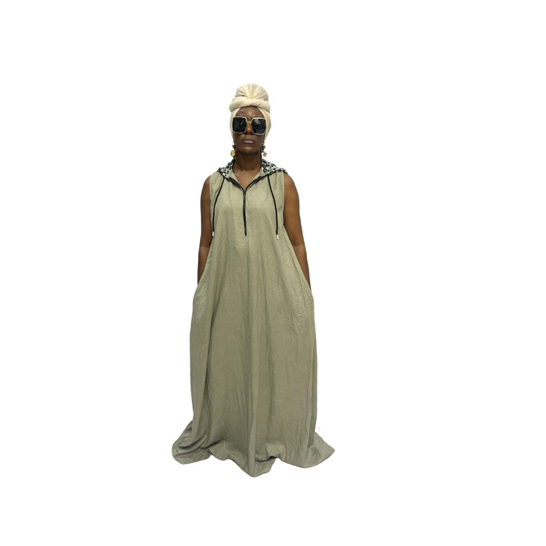 Gray Linen Maxi Dress