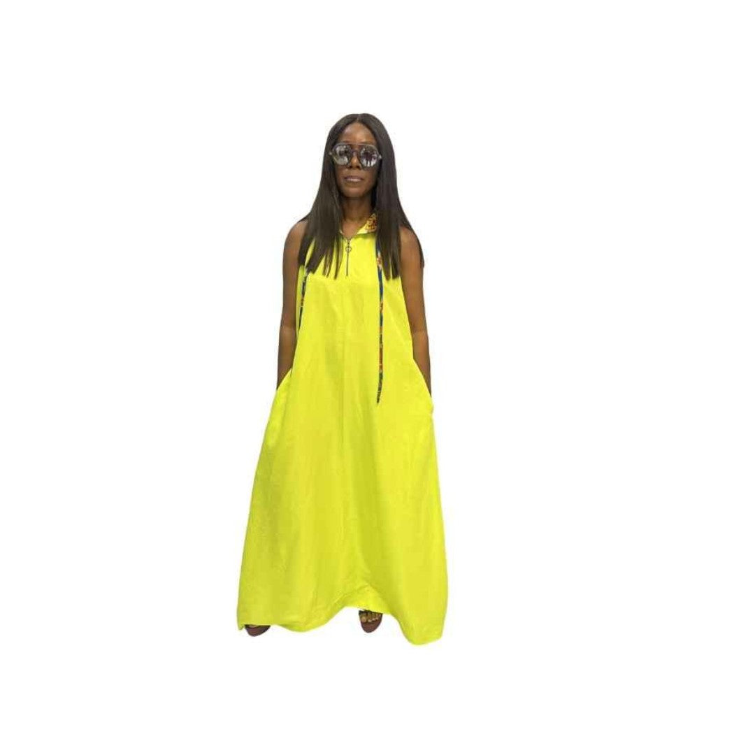 Yellow Light thin Chiffon Fit and Flared Maxi Dress