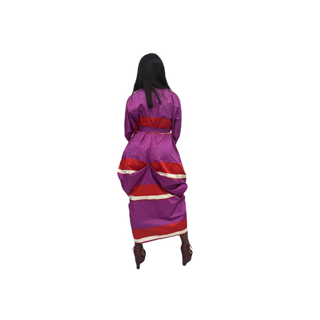Purple and Red Flared Maxi Dress