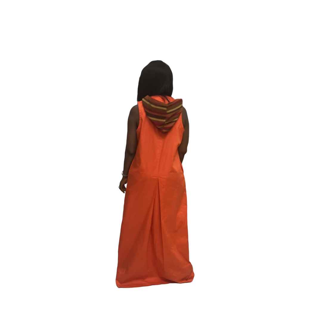 Orange Light thin Chiffon Fit and Flared Maxi Dress