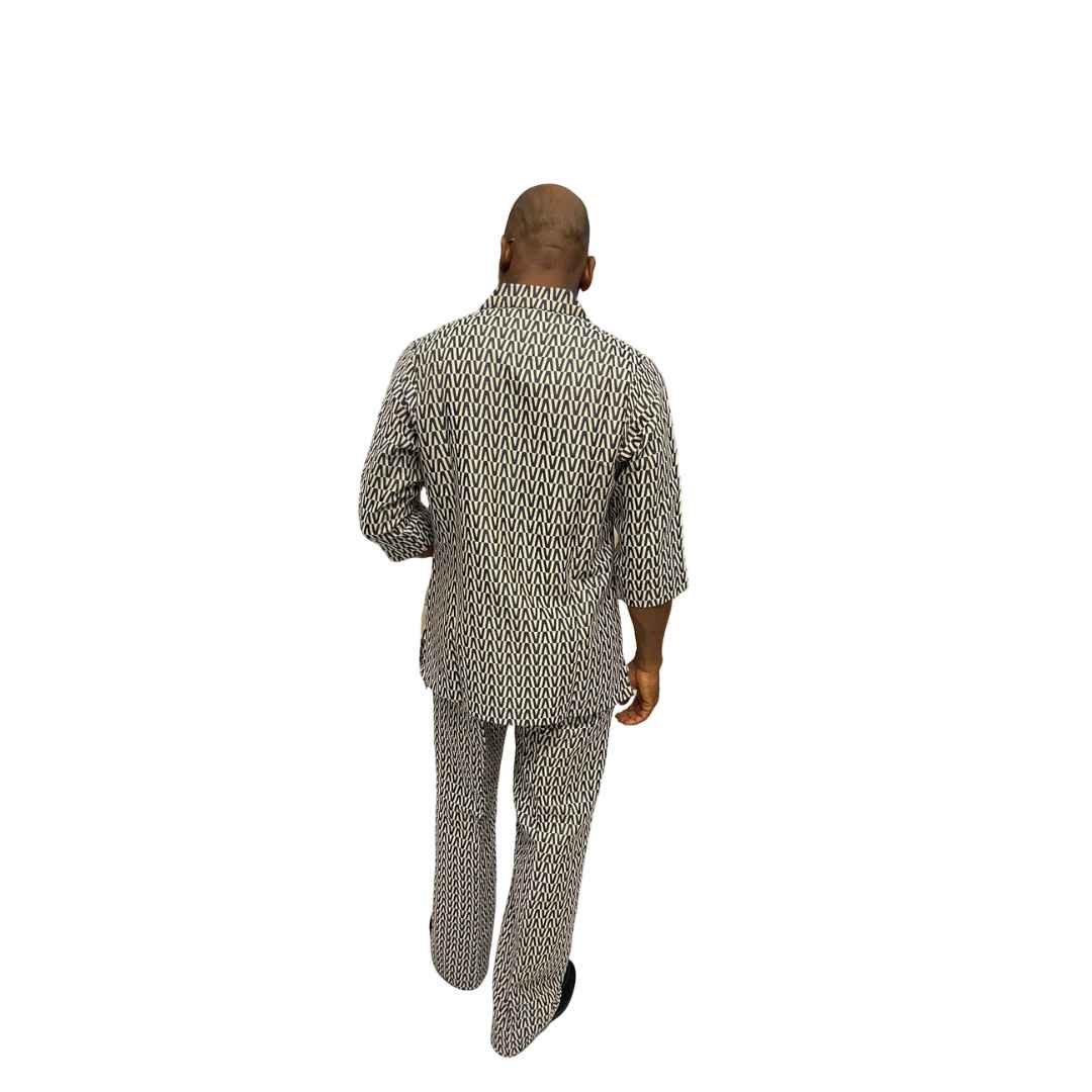 Blue and White African Suit