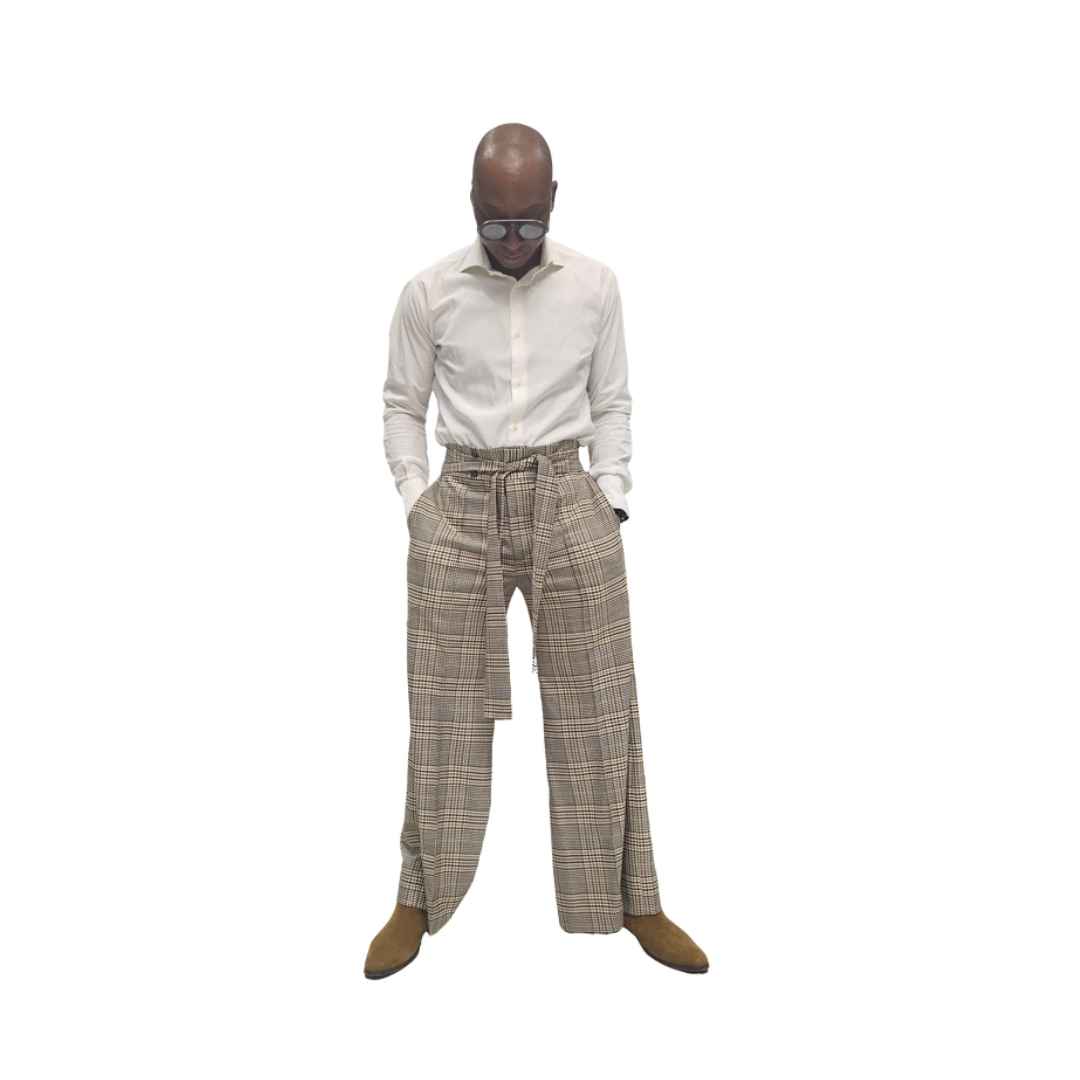 Brown and Black Check patterned pants