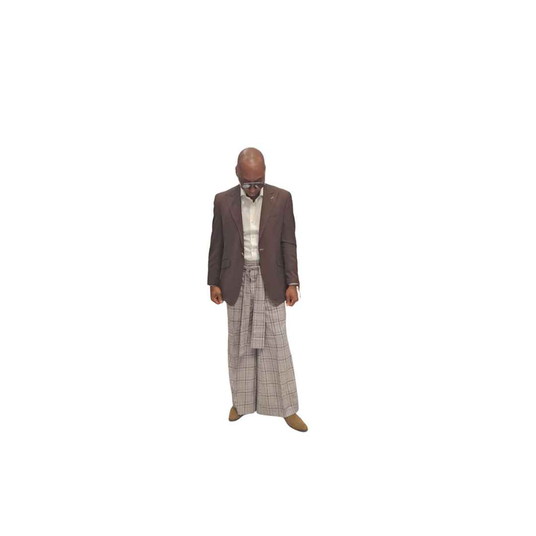 Brown Plaid Wide Leg Pants, Wide Leg Pants