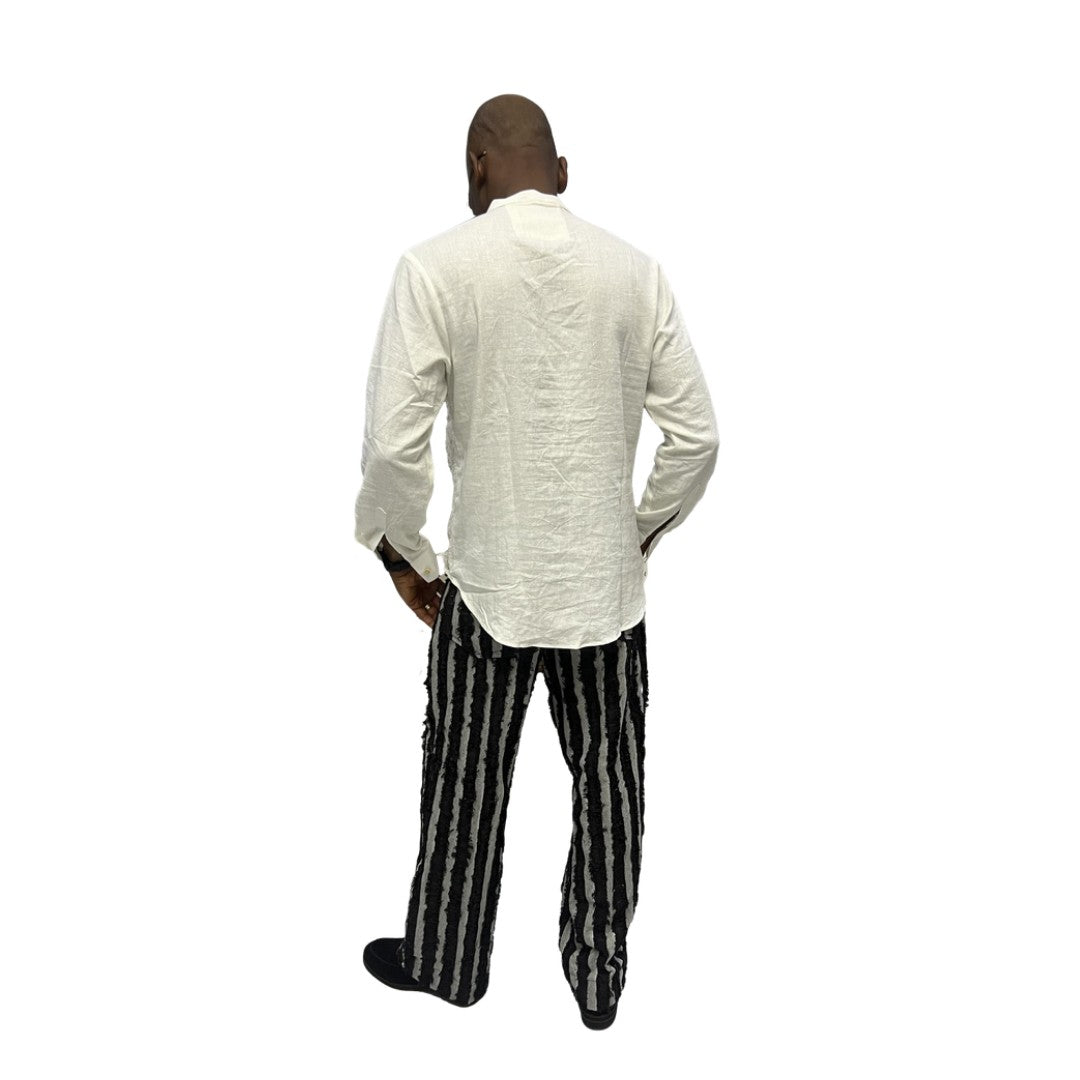 White Cotton Shirt with Flared Pants