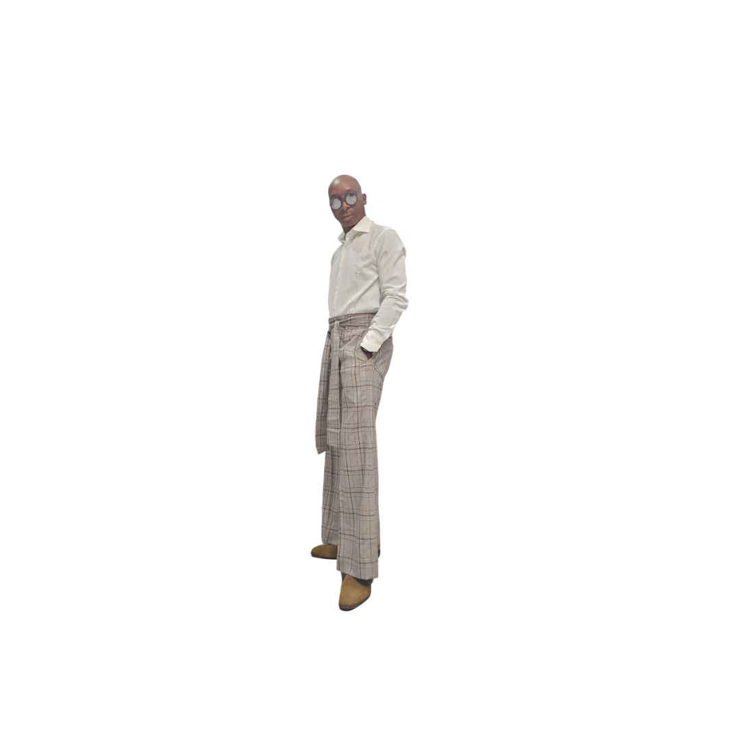 Brown Plaid Wide Leg Pants, Wide Leg Pants