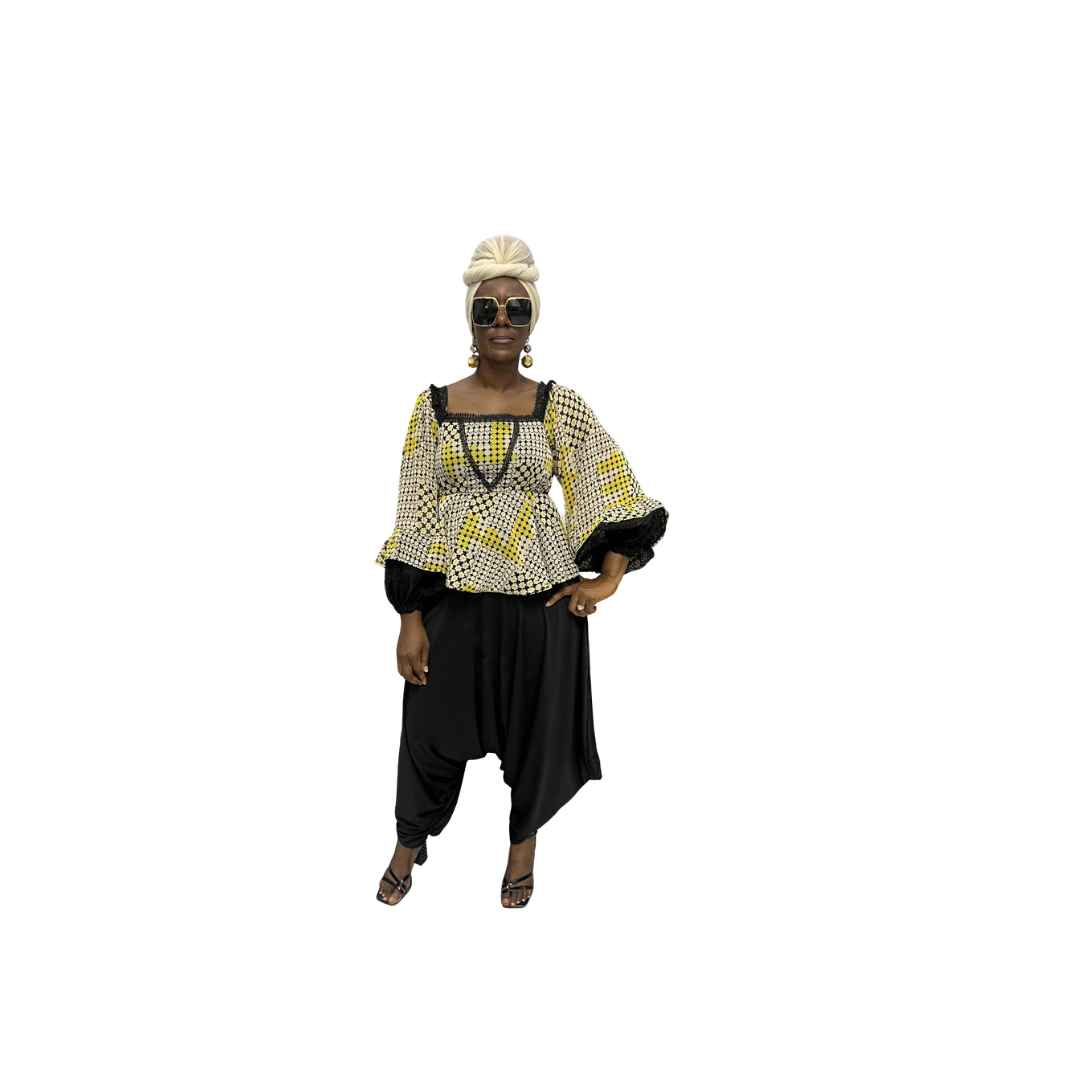 Yellow and White Women's Top