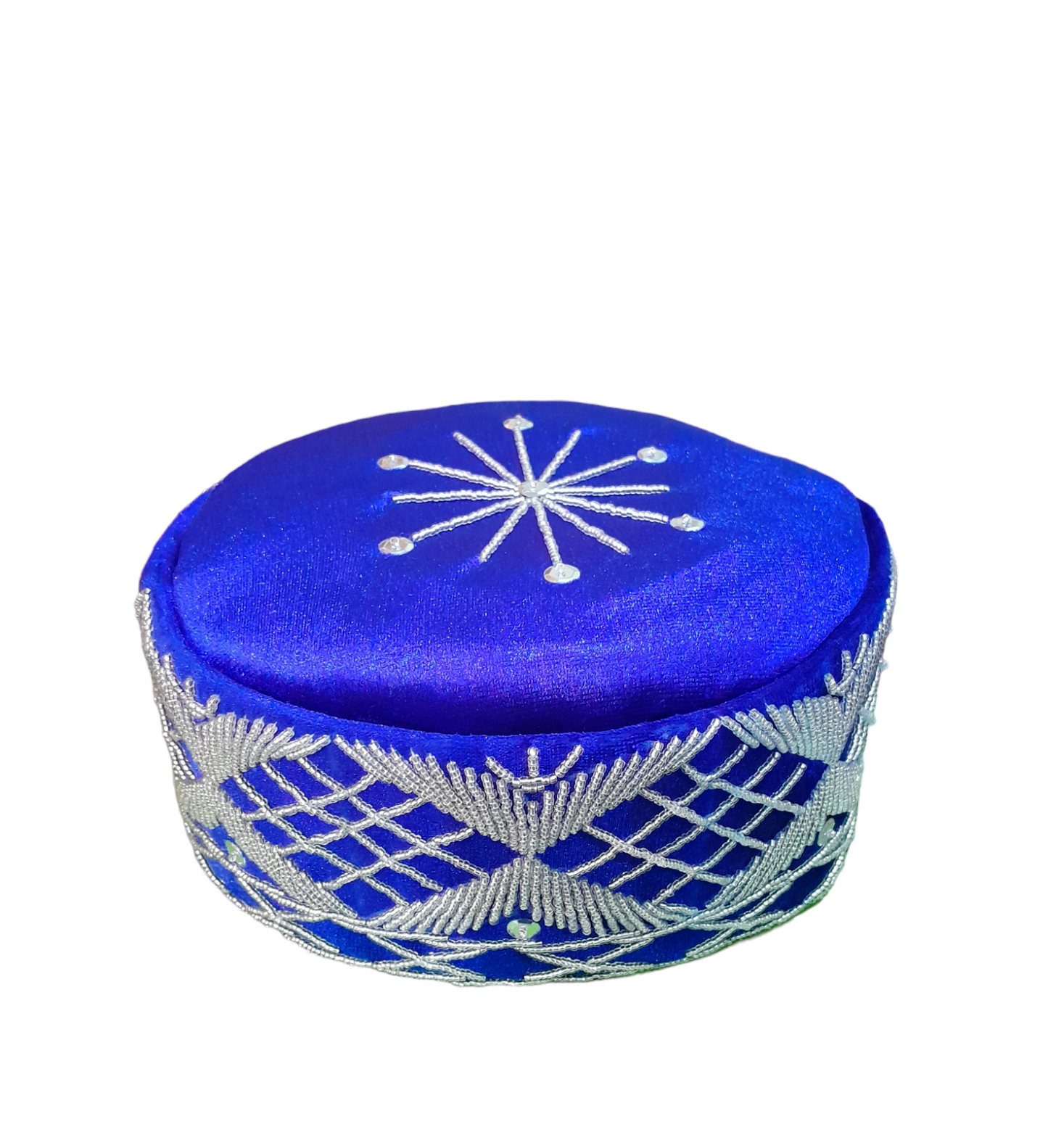 Velvet Stoned Crown Wedding Hat, Traditonal Beaded Cap, African Mens Hat, African Wedding Hat