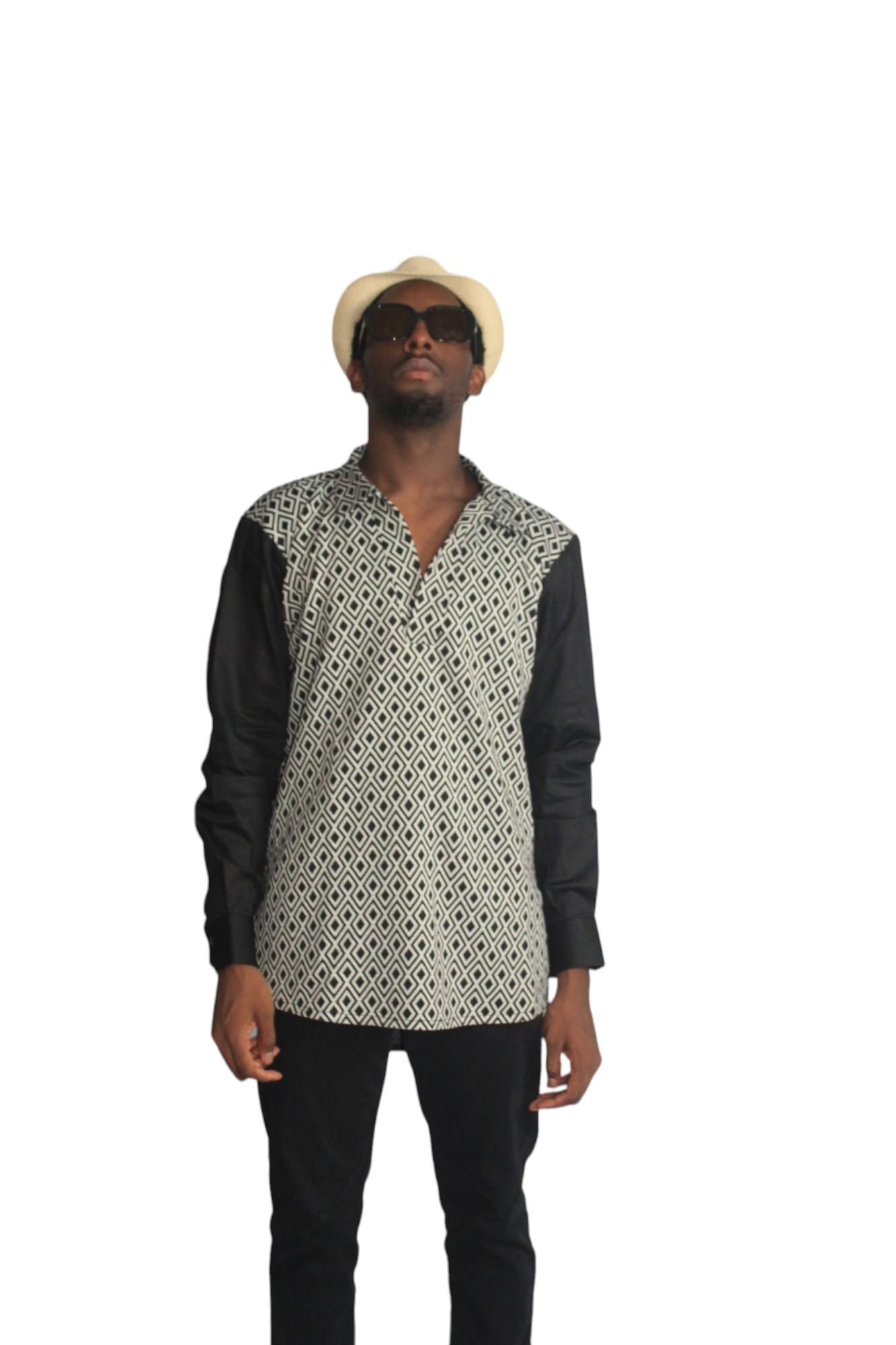 Black and White Mix Dress Shirt