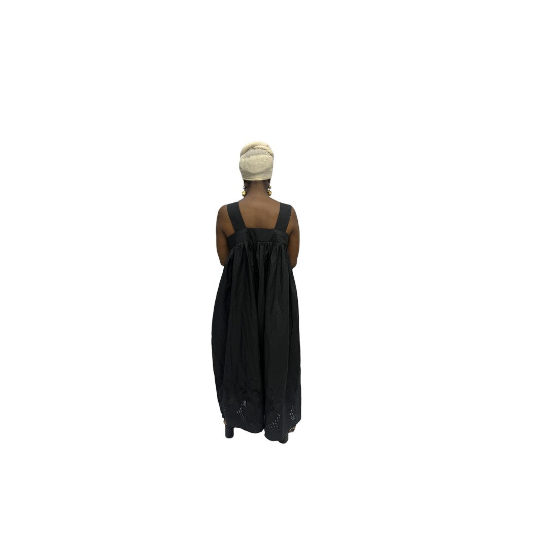 Black and White Bow Flared Maxi Dress