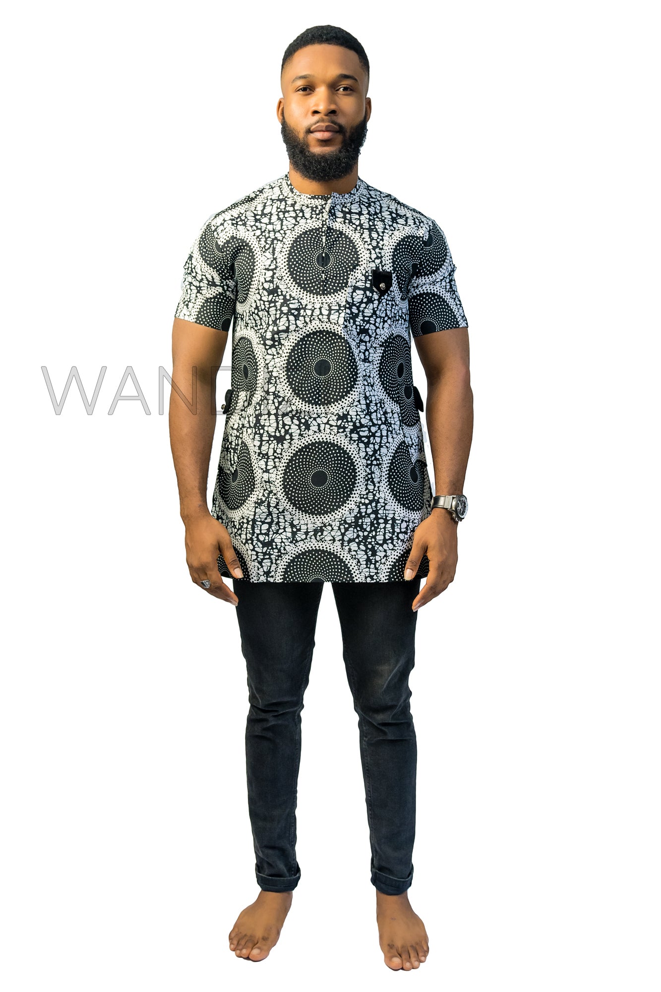 Black and White Ankara Shirt, African Men Clothing, African Mens Wear, Ankara Shirt