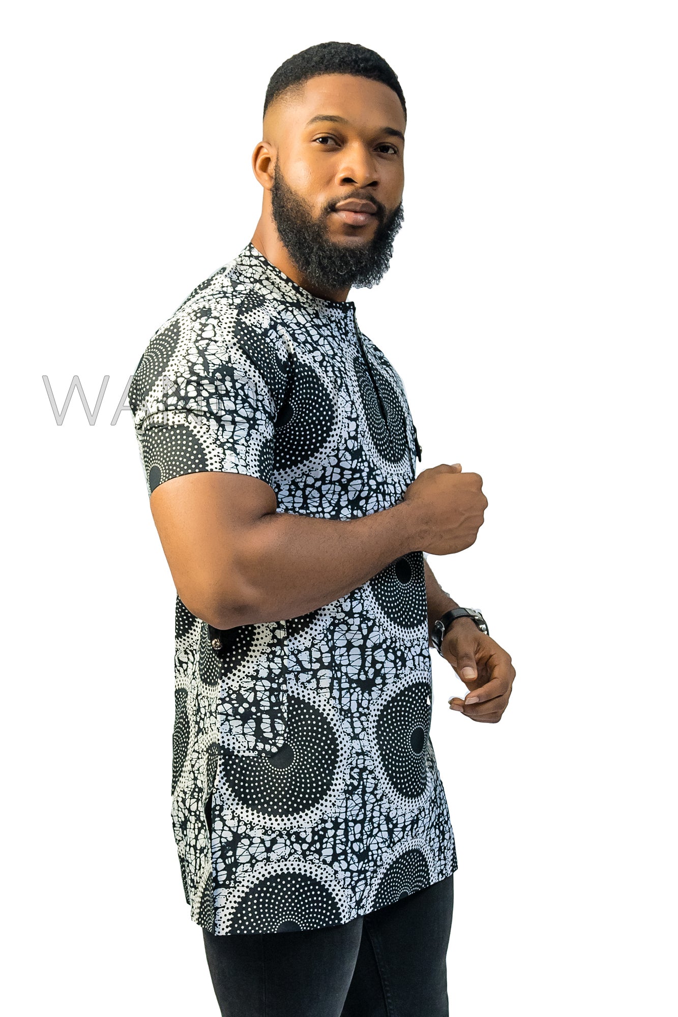 Black and White Ankara Shirt, African Men Clothing, African Mens Wear, Ankara Shirt