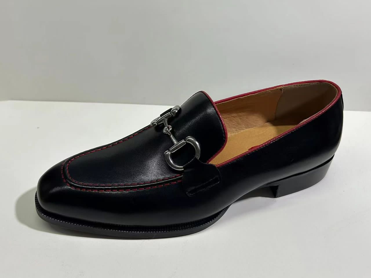 Black Horsebit Leather Loafers