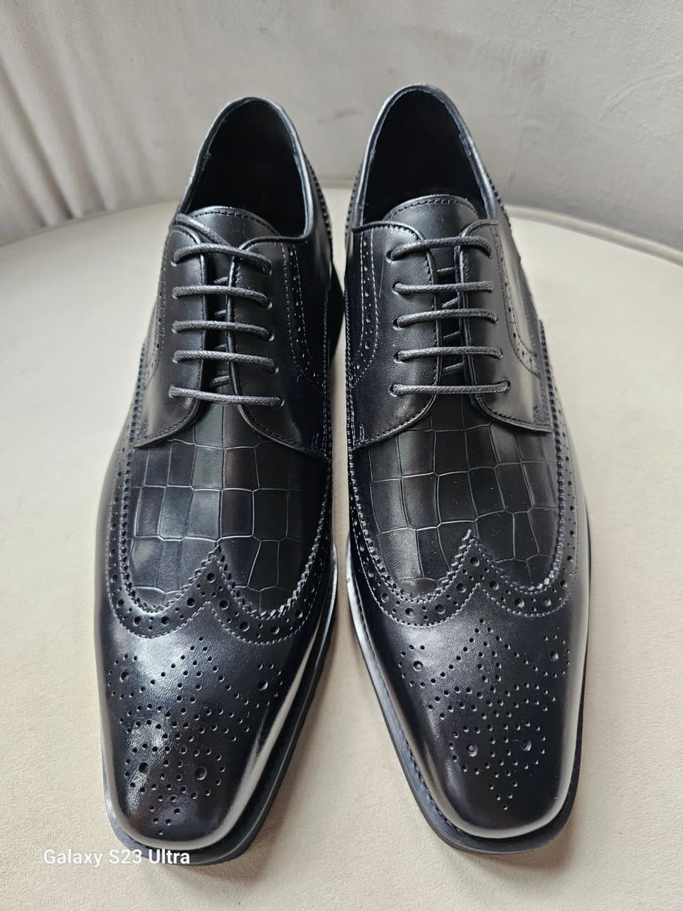 Black Brogue Lace up Leather Shoes