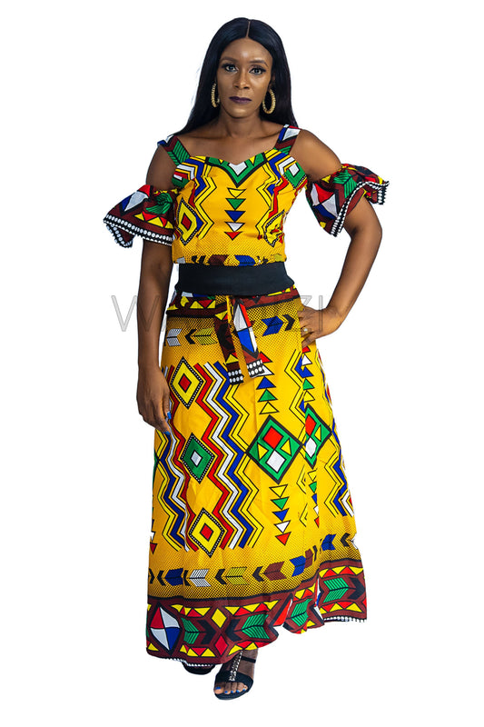 African Print Crop Top & Wrap Around Skirt, Ankara 2piece Skirt Set, African Clothing for Women