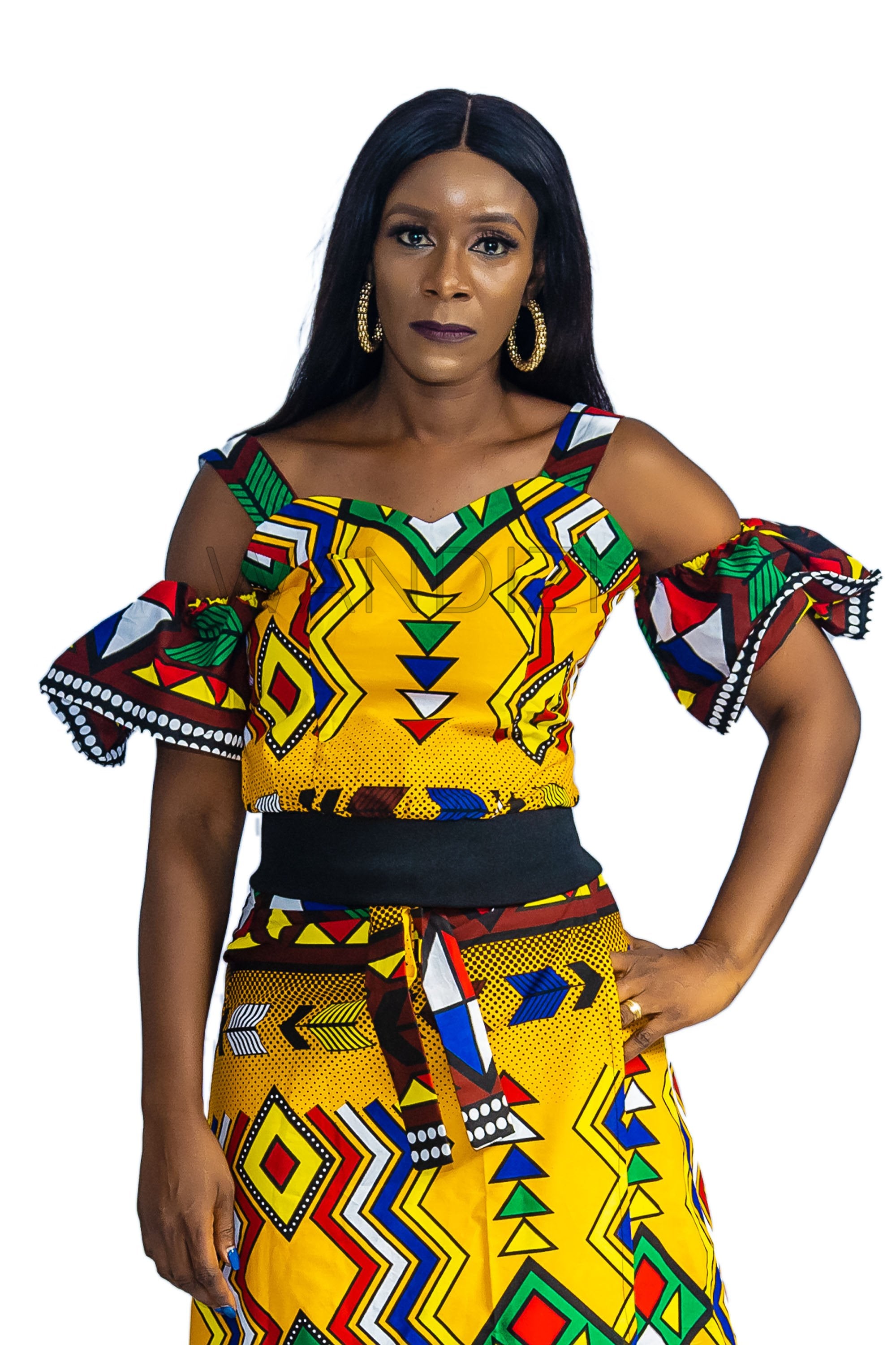 African Print Crop Top & Wrap Around Skirt, Ankara 2piece Skirt Set, African Clothing for Women