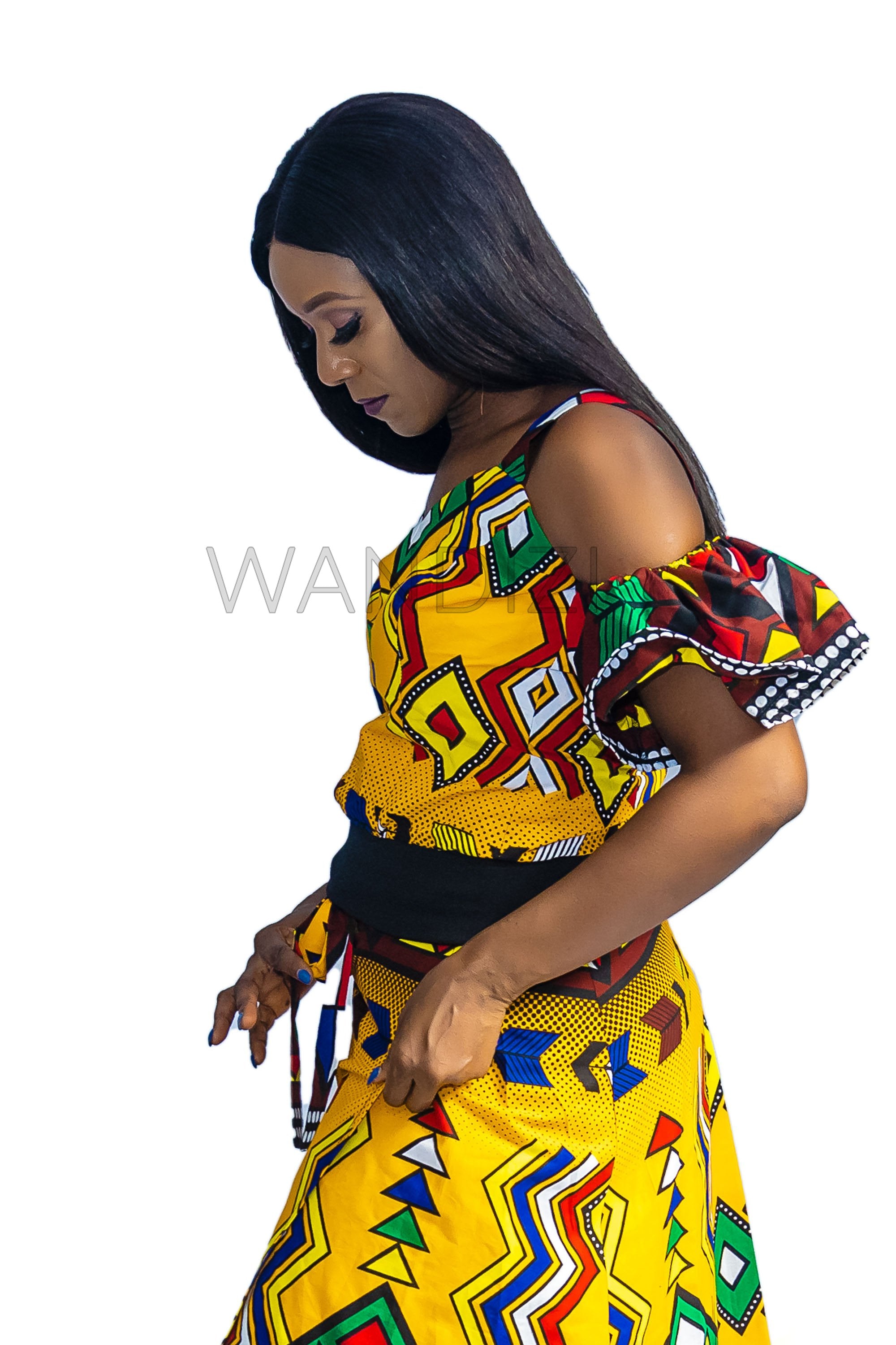 African Print Crop Top & Wrap Around Skirt, Ankara 2piece Skirt Set, African Clothing for Women
