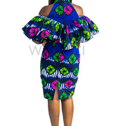 Ankara  Pleated Cold Shoulder dress, Sexy dress, African Print Dress, Sheath dress