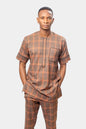 Tartan plaid orange and brown Suit, African Men's Clothing, African Men's Suit, Traditional outfits