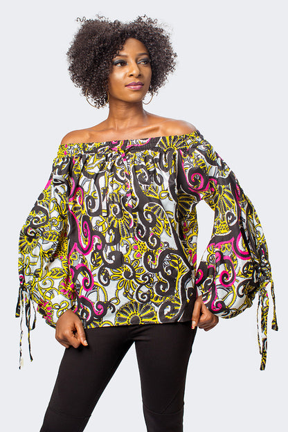 African Print Off the Shoulder Top, Off the Shoulder Print Top